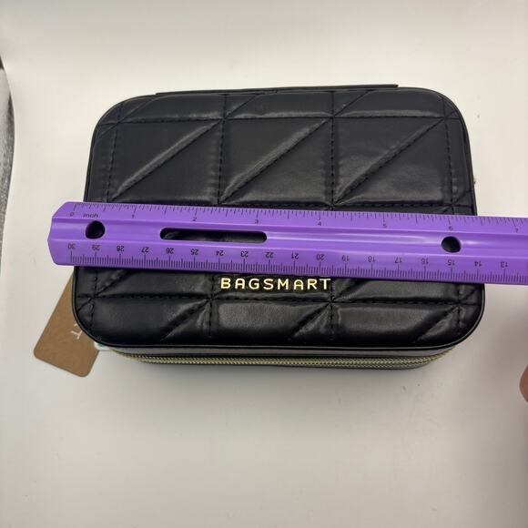 NWT BAGSMART Travel Jewelry Box PU Leather Organizer Layer Case Black - Picture 3 of 5